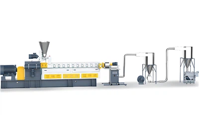 Kaksoisruuviekstruuderi ilmajäähdytyksellä pelletointilinjalla